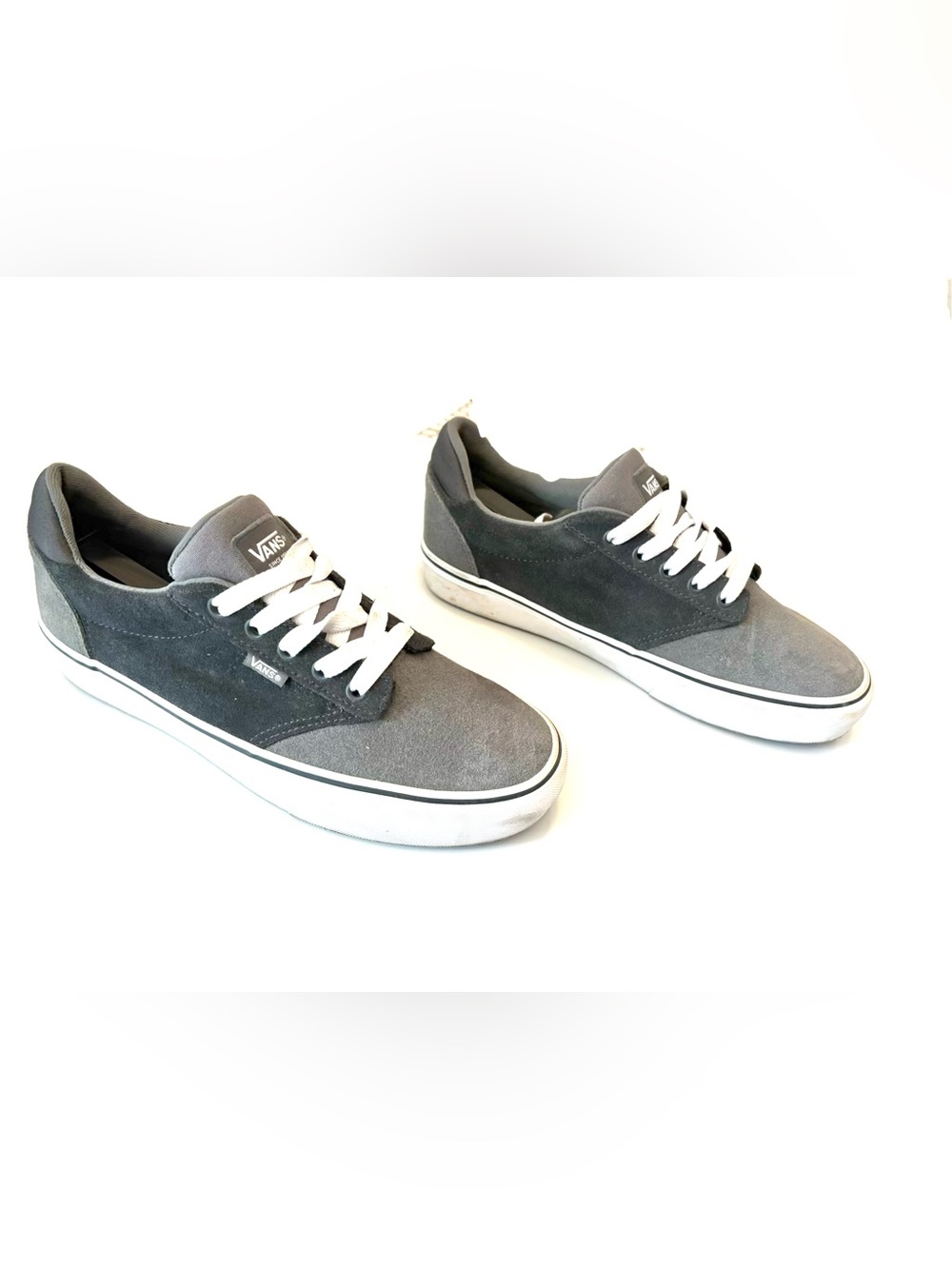 Vans Gray Suede Low-Top Sneakers with White Laces - Picture 3 of 9